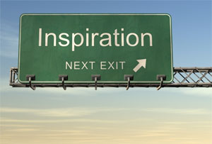 traffic sign that says inspiration next exit