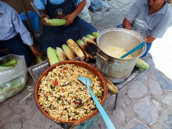 corn stand stall in cerro san pedro