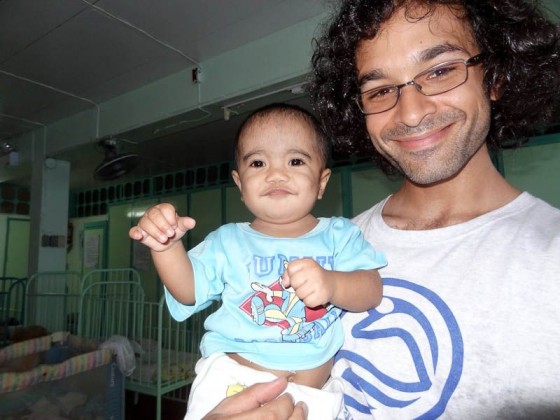 With a little boy at the mother teresa home