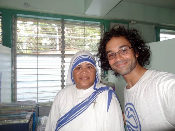 With a nun at the mother teresa home