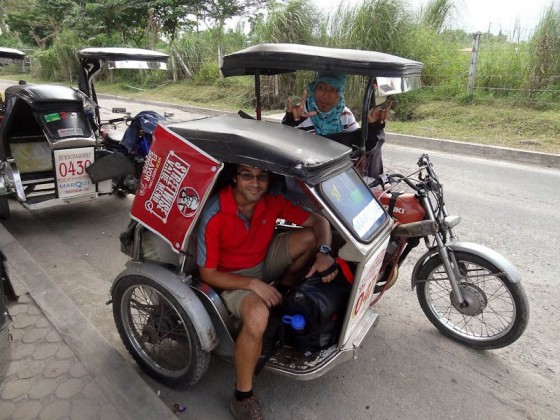 riding in a tricycle