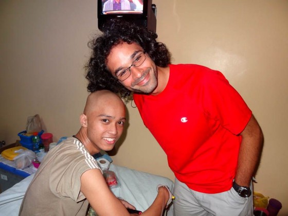 with a boy with cancer