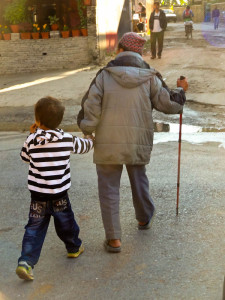 Nepalese Grandfather And Grandson