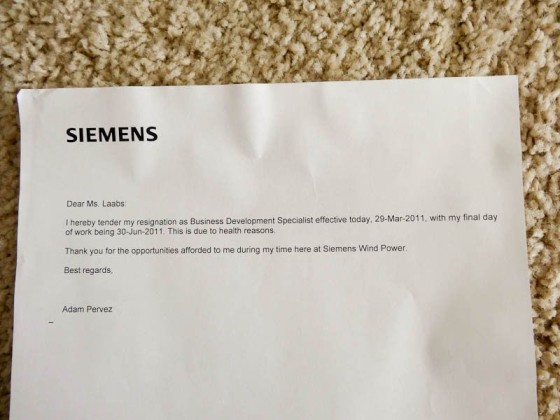 Resignation Letter From Siemens