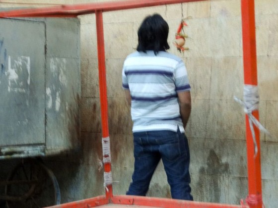 Guy Peeing On The Fort's Wall