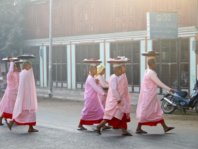 Buddhist Nuns Receiving Alms