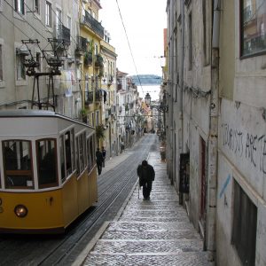 Tram On A Hilly Street - Taken 13-Apr-2009 - Lisbon, Portugal